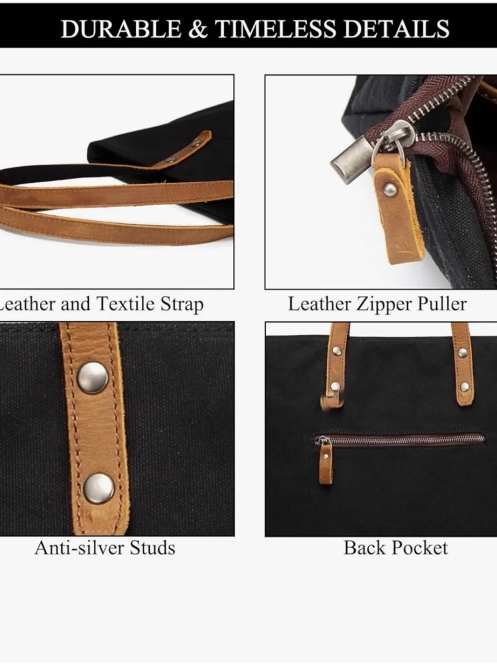 Vaschy distressed cowhide and waterproof Canvas Tote/computer Bag